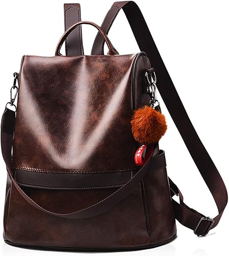 Amazon Nicole Doris リュック レディース おしゃれ バックパック ポンポン付き 防犯 防水 軽量 スクールバック カジュアル ショルダー ハンドバッグ 3way 大容量 人気 通学 通勤 旅行 アウトドア Pu コーヒー シューズ バッグ