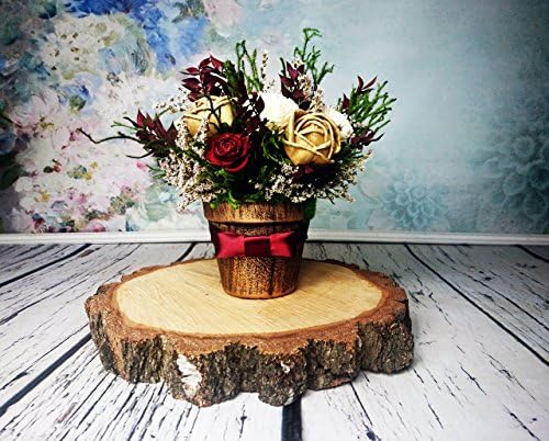 Wedding Table Centerpiece Made of Sola Flowers in Burgundy Golda and Green