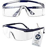 LANON Anti-Fog Safety Glasses,3X Times ANSI Z87.1 Double-sided Antifog Safety Goggles with Adjustable Temples, Scratch Resist