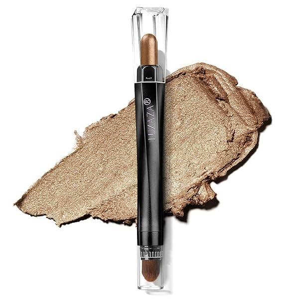 LUXAZA CREAM EYESHADOW STICK WITH BLENDING BRUSH, HYPOALLERGENIC EYE SHADOW MAKEUP, PRO WATERPROOF & LONG LASTING EYE BRIGHTENER, EYESHADOW PENCIL CRAYON SHIMMER #05