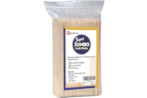 Apremont 8'' Jumbo Craft Sticks, 50pcs Extra Large Natural Premium Wood, Ice Cream Sticks, Jumbo Sticks, Large Tongue Depressors, Plant Labels, Hair Removal and Waxing Supplies, Crafting (50)