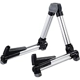 ENO MUSIC Alumium Alloy A-Frame Universal Folding Acoustic Guitar Stand, Suitable for Electric Bass Guitars , Silver