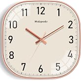 Mabpedo Small Wall Clock, 8 Inch Silent Non Ticking Battery Operated Clock, Square Analog Decorative Wall Clocks for Bedroom Living Room Office Home Gym Porch Decor Indoor Outdoor Clocks, Rose Gold