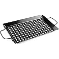 Waykea Grill Basket for Outdoor Grill, 12"x8" Outdoor Grilling Tray with Handle, Small & Medium Durable Non-stick BBQ Veggies Basket with Holes for Vegetables, Shrimp, Camping Barbecue Accessories