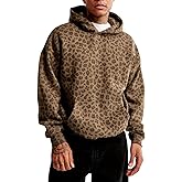 Men's Y2K Leopard Cheetah Print Hoodie - Oversized Vintage Streetwear Sweatshirt, Long Sleeve Pullover with Pockets