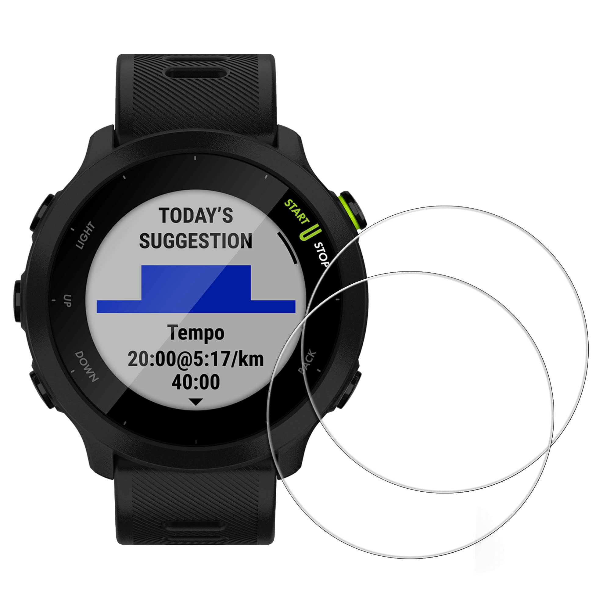 kwmobile Glass Screen Protector Compatible with Garmin Forerunner 55 Screen Protector (Set of 2) - Transparent