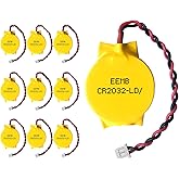 EEMB 10 Pack CMOS Batteries CR2032 3V Lithium Battery with 2 Pin 2 Wire Cable and MOLEX Connector Computer Replacement Batter