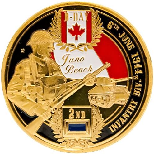 WWII D-DAY Challenge Coin Badge Printed Juno Beash