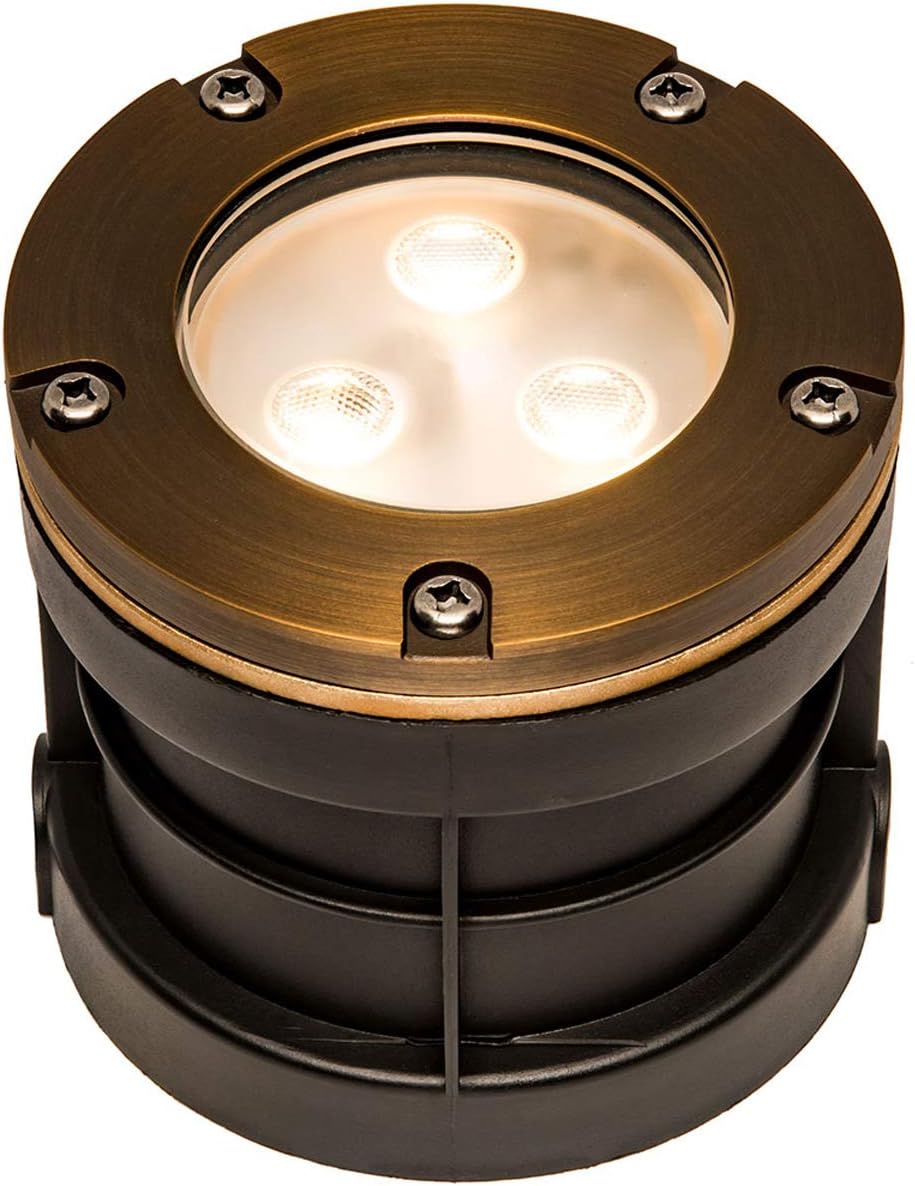 12V 6W Cast Brass Integrated LED In Ground Well Light 5″ Diameter Open Face Cover (Bronze