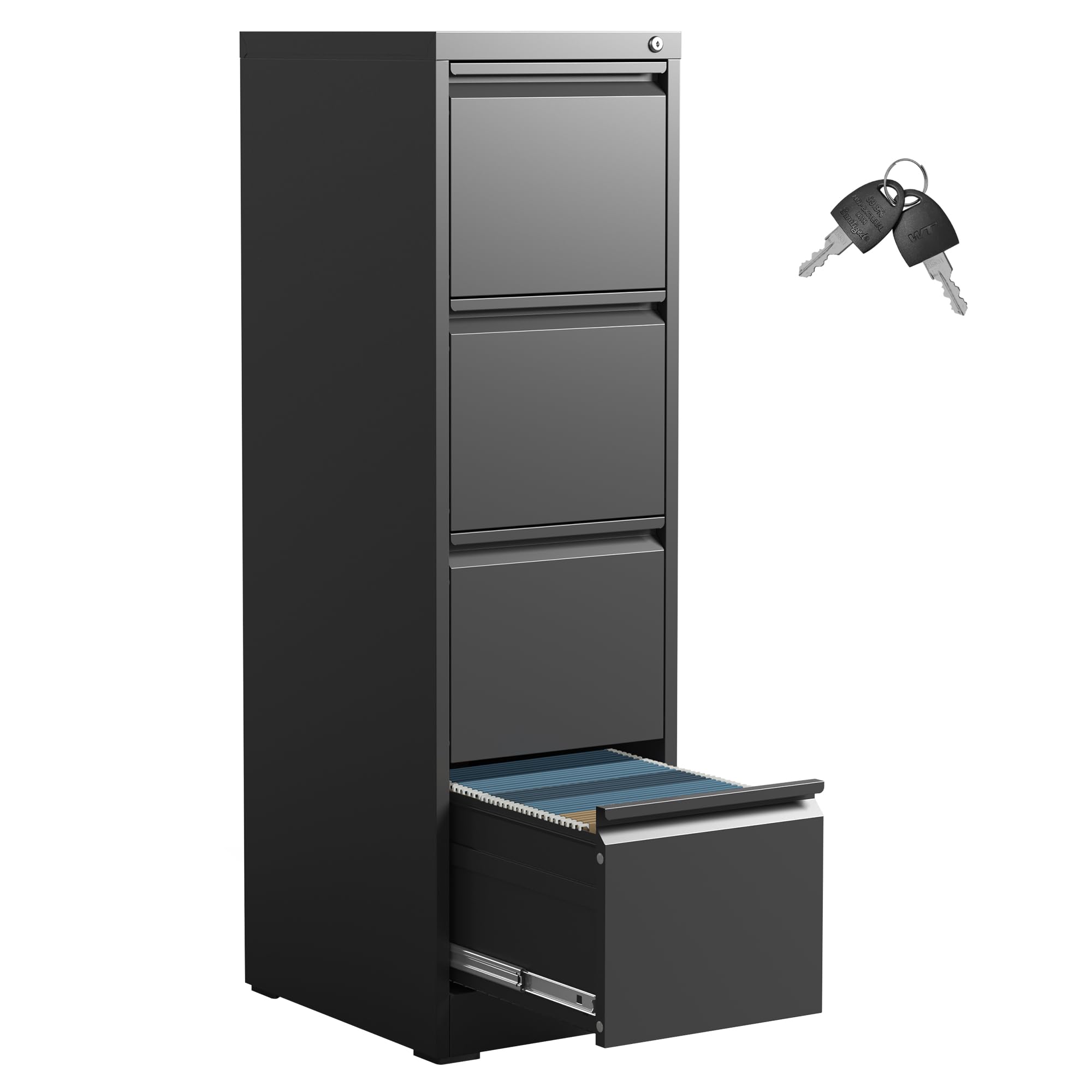 Mua 4 Drawer File Cabinet,Metal Filing Cabinets with Lock,Black ...