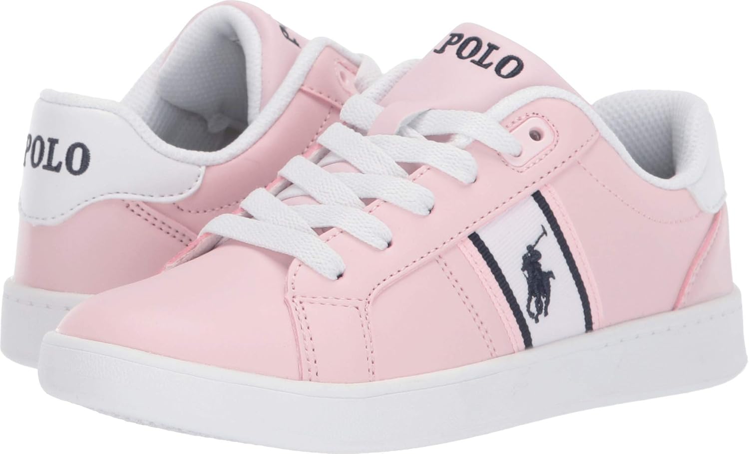 Amazon.com | Polo Ralph Lauren Kids Girl's Quigley (Little Kid) Light Pink Smooth/White/Navy 