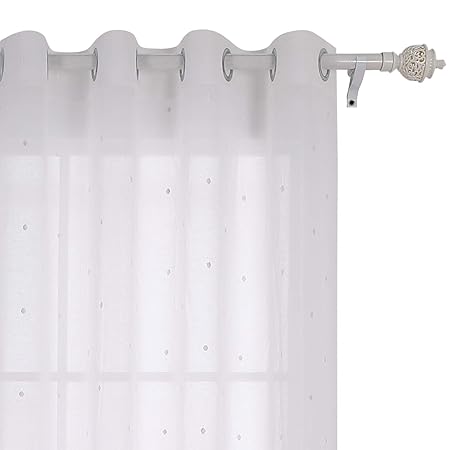 Deconovo Voile Curtains Embroidered Dots Curtains Faux India
