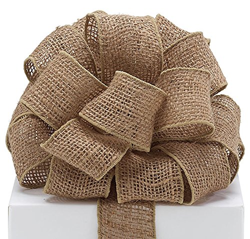 10 Yds Natural Khaki Burlap Crafing Ribbon on Spool-Wired Edges-2" Wide