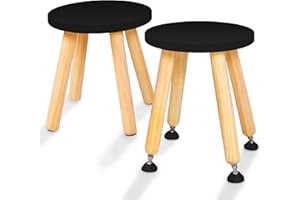 Cateam Montessori Wooden Step Stool – Adjustable Toddler Chair with Anti-Slip Feet – Kids Sitting & Standing Stool for Bathroom, Kitchen & Playroom – Set of 2 Black