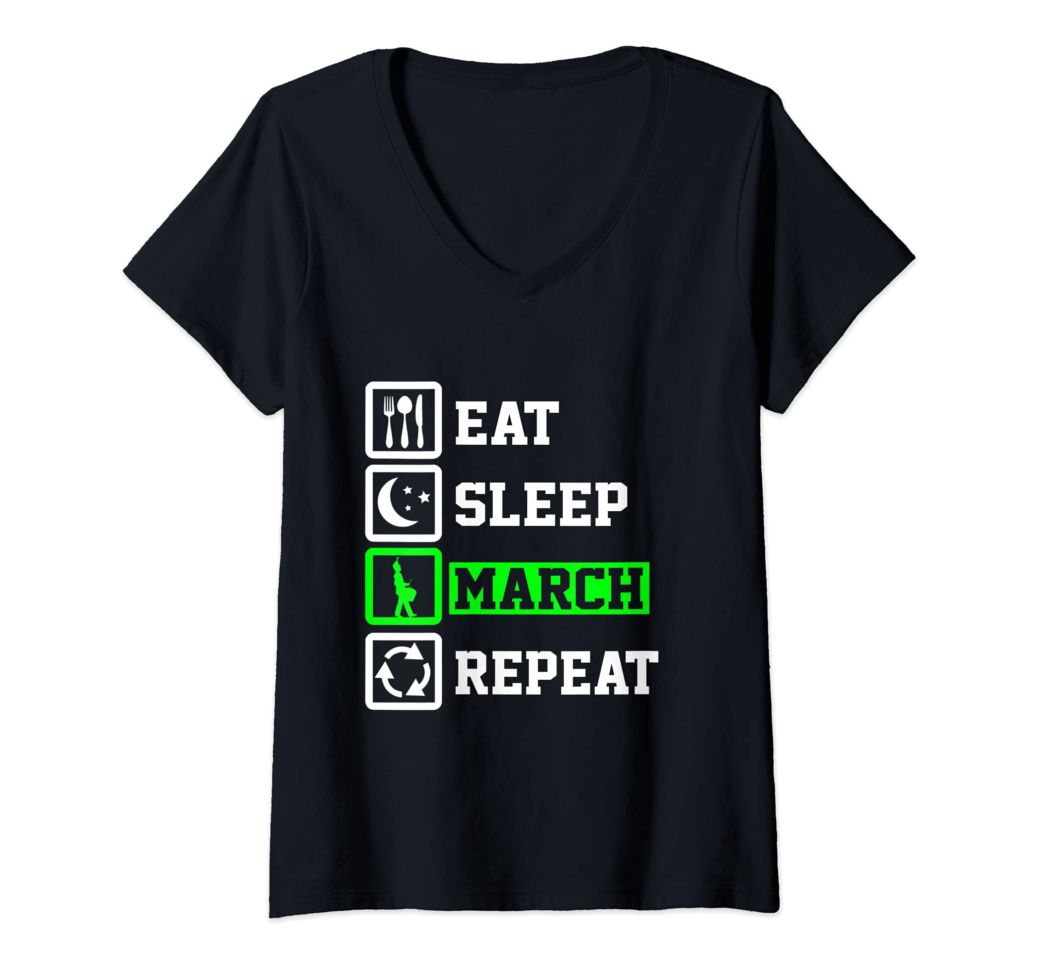 Womens Eat Sleep Snare Drum Repeat Funny Snare Drum V-Neck T-Shirt