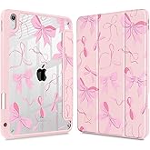 May Chen for iPad (A16) 11th Generation Case 11 Inch 2025, iPad 10th Gen Case 2022 10.9 inch, Built-in Pencil Holder with Shockproof Cover Clear Transparent Back Shell Auto Wake/Sleep, Pink P631 Bows