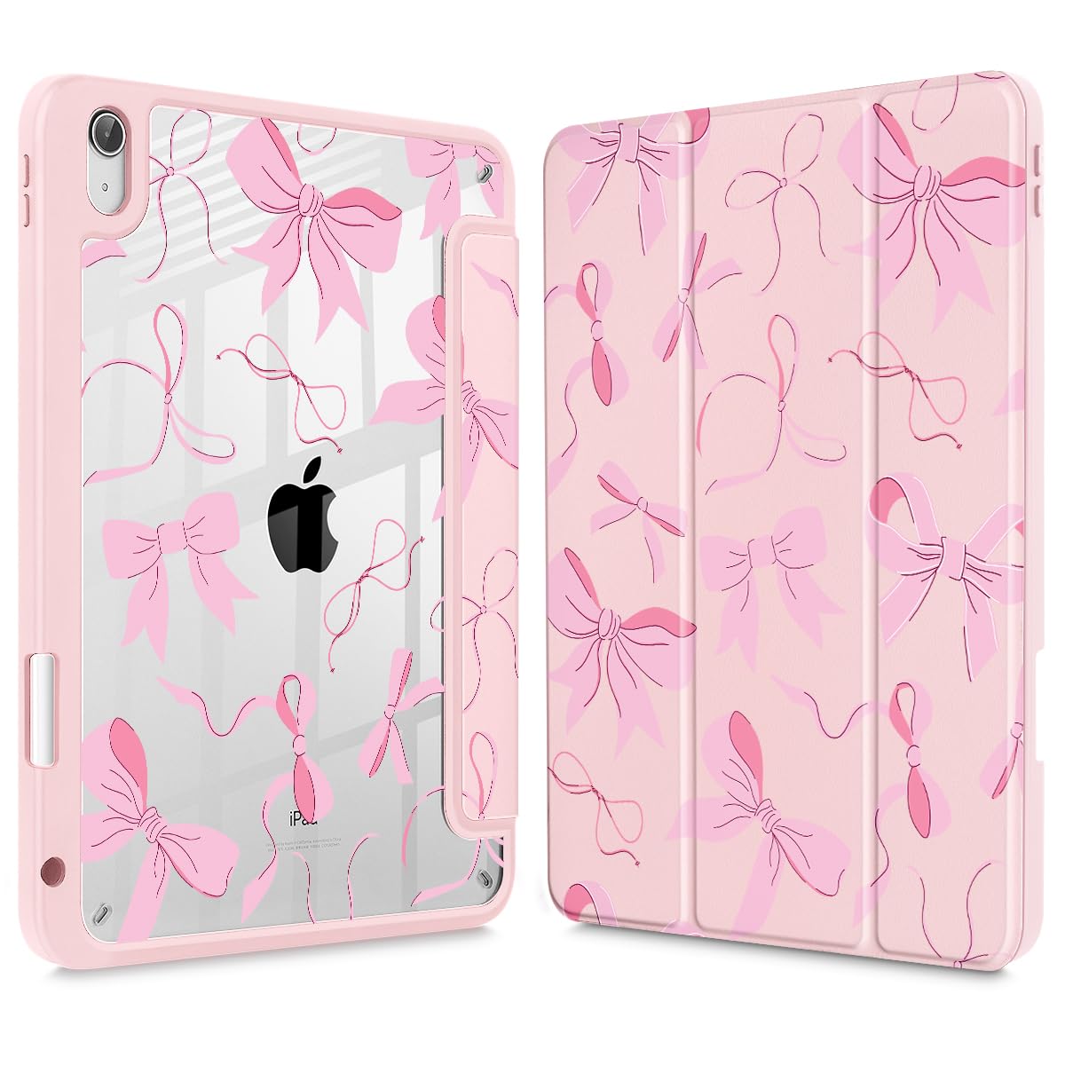 Photo 1 of May Chen Case for iPad Air 13 Inch (M3) 2025, (M2) 2024 - [Built-in Pencil Holder] Shockproof Cover with Clear Transparent Back Shell, Auto Sleep/Wake Cover, Pink Bows 13