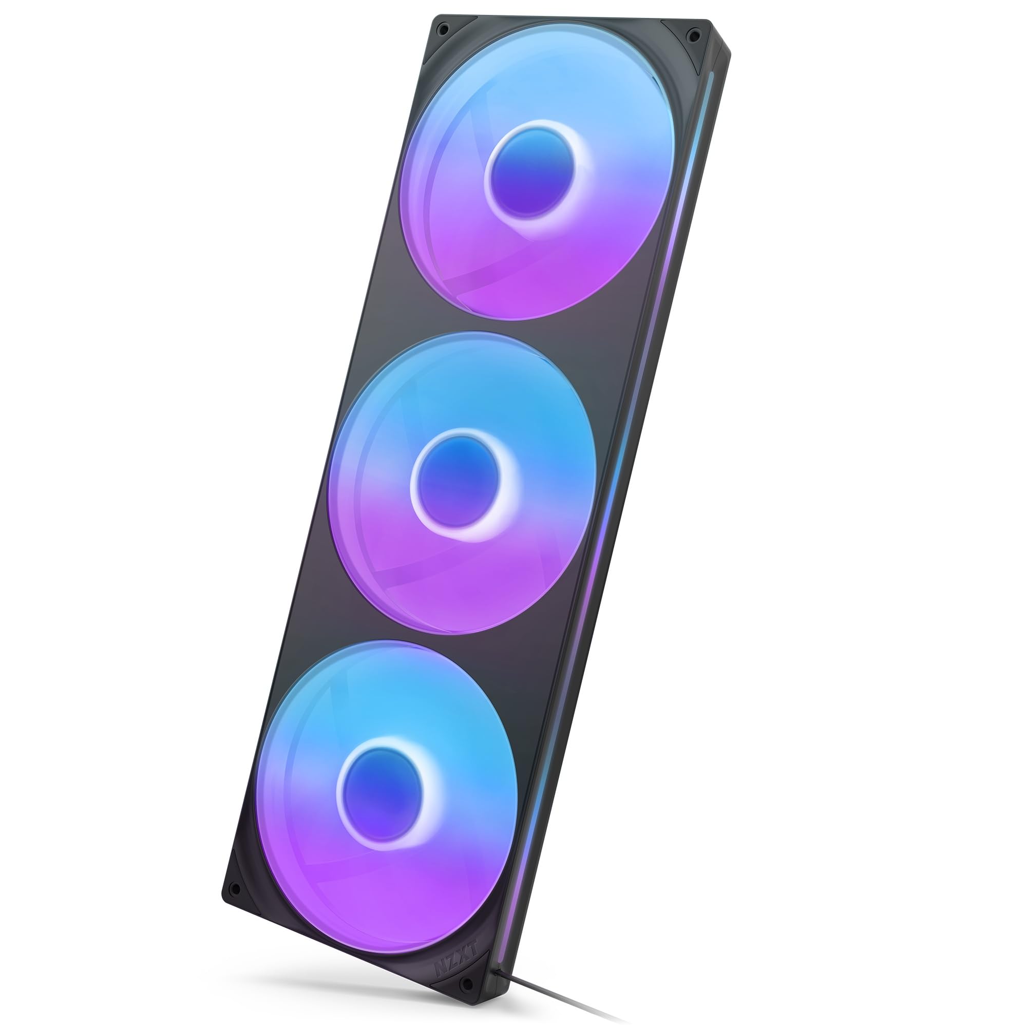 NZXT F420 RGB Core - 420mm Single-Frame Fan Unit with 3 x 140mm RGB Fans - Speed & Lighting Control - High Static Pressure & Airflow - Fluid Dynamic Bearings - 8 aRGB LEDs Per Fan - Black