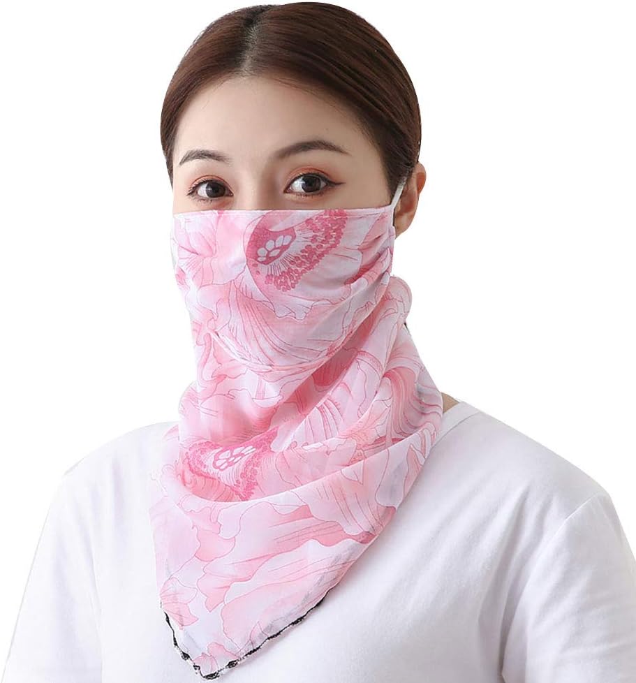 WillowswayW Fashion Printed Scarf Women Anti UV Sun Breathable Full Face Veils for Outdoor Cycling