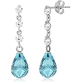 Galaxy Gold GG 14k Solid Gold Earring with Diamonds and Blue Topaz