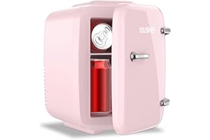 YASHE Mini Fridge, 4 Liter/6 Cans Small Refrigerator for Skincare, 110V AC/ 12V DC Thermoelectric Cooler and Warmer Personal Skin Care Fridge for Cosmetics, Drink, Milk Office Dorm Bedroom Car