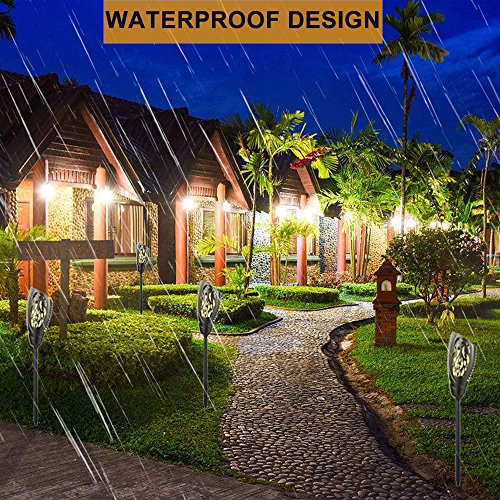 Lustaled Solar Torch Lights LED Dancing Flames Outdoor Lights Dusk to Dawn Auto On/Off Waterproof Flickering Tiki Torches Lamp Wireless Solar Wall Lighting for Landscape Garden Driveway (2-Pack)