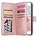 ULAK Compatible with iPhone 7 Plus/iPhone 8 Plus Wallet case Magnetic Detachable, Glitter Premium PU Leather Flip Cover with Card Holder for iPhone 7 Plus/iPhone 8 Plus 5.5 inch- Rose Gold Bling