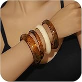 Yepelesi 4 Pcs Acrylic Resin Chunky Bangle Bracelets for Women Vintage Punk Chunky Bangle Geometric Stackable Bracelets Thick Acetate Wide Wristbands Trendy Daily Jewelry