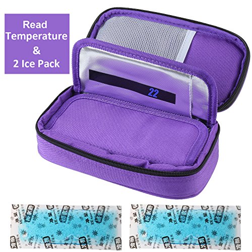 UPC 745780394061, Temperature Display Medical Travel Cooler Bag with Ice Gel Insulin Cooling Case Diabetic Cooler Bag Syringes Chill (Purple)