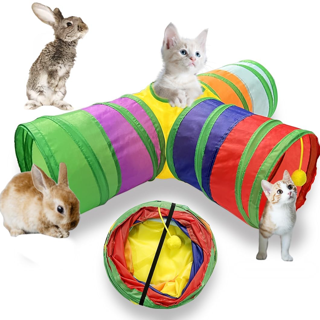 Rabbit Tunnel, Rabbit Toys, Cat Tubes And Tunnels Kit, Hanging Tunnel For Small Animals, Collapsible Tee Tunnel Toy Tube
