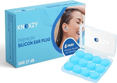 KNOXZY Silicone Ear Plugs for Sleeping Noise Cancelling Re-Usable Waterproof