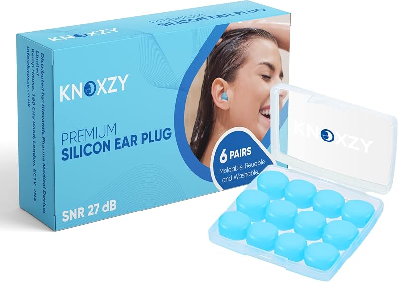 KNOXZY Silicone Ear Plugs for Sleeping Noise Cancelling Re-Usable Waterproof