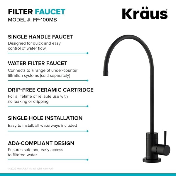 KRAUS PURITA 100% LEAD-FREE KITCHEN WATER FILTER FAUCET IN MATTE BLACK, FF-100MB