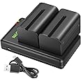 NEEWER NP-F750 2-Pack 5600mAh Li-ion Replacement Battery with USB Charger, Compatible with Sony NP-F550 570 750 770 930 950 FM55H FM500H QM71 QM91 QM71D LED Light, Monitor, Motorized Slider