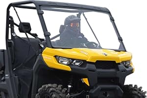 SuperATV Heavy-Duty Full Windshield for Can-Am Defender HD5 / HD8 / HD10 / HD 11/ MAX (See Fitment)|Standard 1/4" Thick Polycarbonate - Preinstalled Bulb Seal - Made in USA