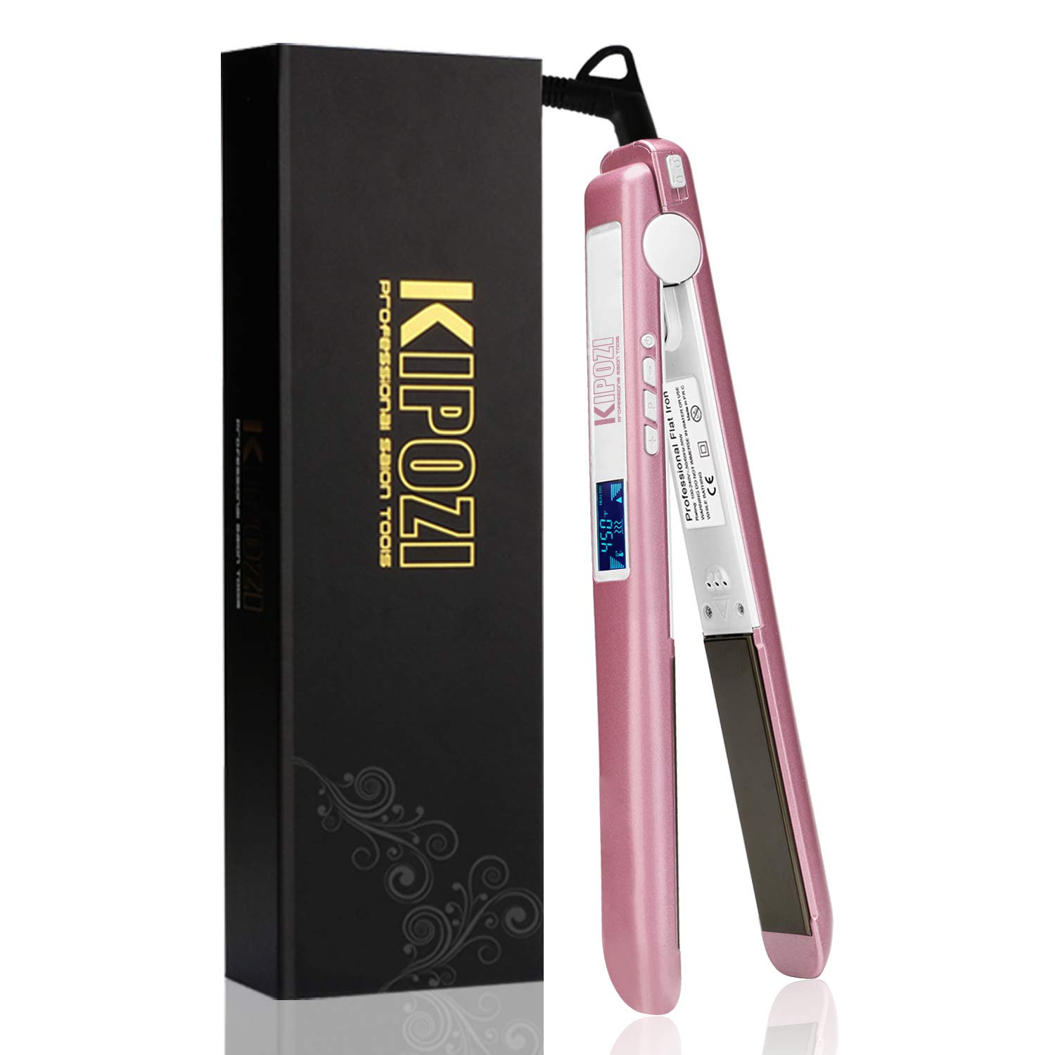 Kipozi flat iron 1 inch titanium plates professional hair straightener Clearance