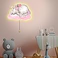 Aurelema Elephant Night Light Wall Lamp Sleeping Nursery Lighting Cute Floating Battery Operated Hanging Lamp for Baby Boys Girls Bedroom Room Nursery Wall Decorations