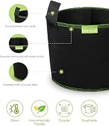 Mactoou 10 Gallon Grow Bags 5 Pack Nonwoven Fabric Vegetable Planter Black view 3