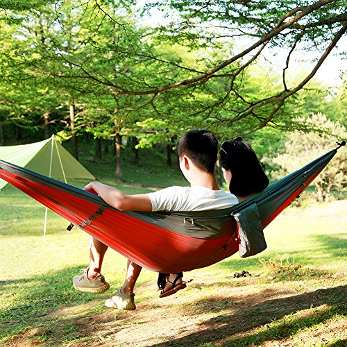 Camping Hammock with Mosquito Net,Hulorry Double Outdoor Hammock Portable Hammock Chair Garden Beach Backyard with Mosquito Net Hanging Swing for Hiking,Travel,Camping Lightweight Parachute