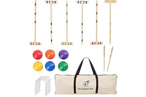 JOLLYBEAM Croquet Set for Adults 28'' with Wooden Mallets, Colored Balls, Sturdy Carrying Bag for Adults &Kids, Perfect for Outdoor Games, Lawn,Backyard,Park and More