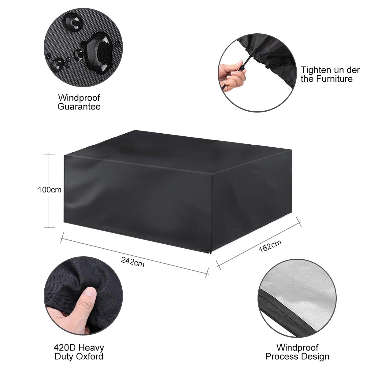 Garden Furniture Cover, Patio Furniture Covers Waterproof 420D , Outdoor Table Sofa Covers Rattan Furniture Covers Heavy Duty Oxford Fabric Rattan Furniture Cover Windproof Anti-UV Snow Protection