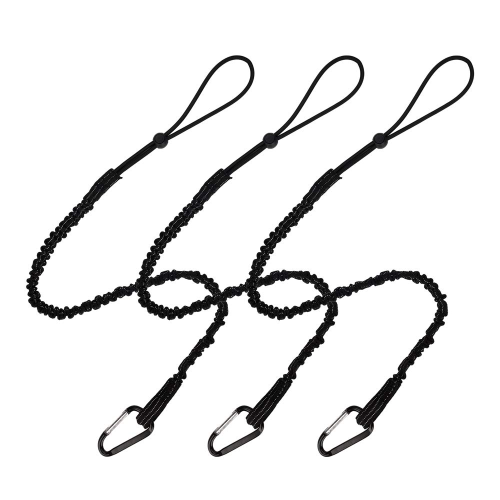 CYSKY Tool Lanyard with Aluminum Lock Carabiner, 1/3/5 Pieces Retractable Tool Tether Lanyards for Hand and Power Tools, Maximum Weight Limit 13.6KG / 30lb (3 Pieces)