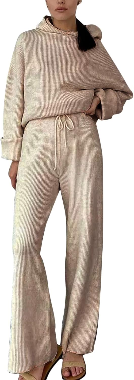 Damen Strickanzug 2-teilig - Pullover & Hose Langarm Rollkragen