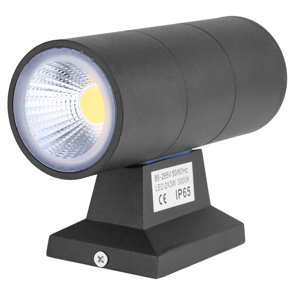 Zetiling Cylinder Outdoor Wall Light, Outdoor Wall Lamps, Up Down Dual Head COB LED Wall Light Waterproof Spotlights for Building Security Systems (2#)