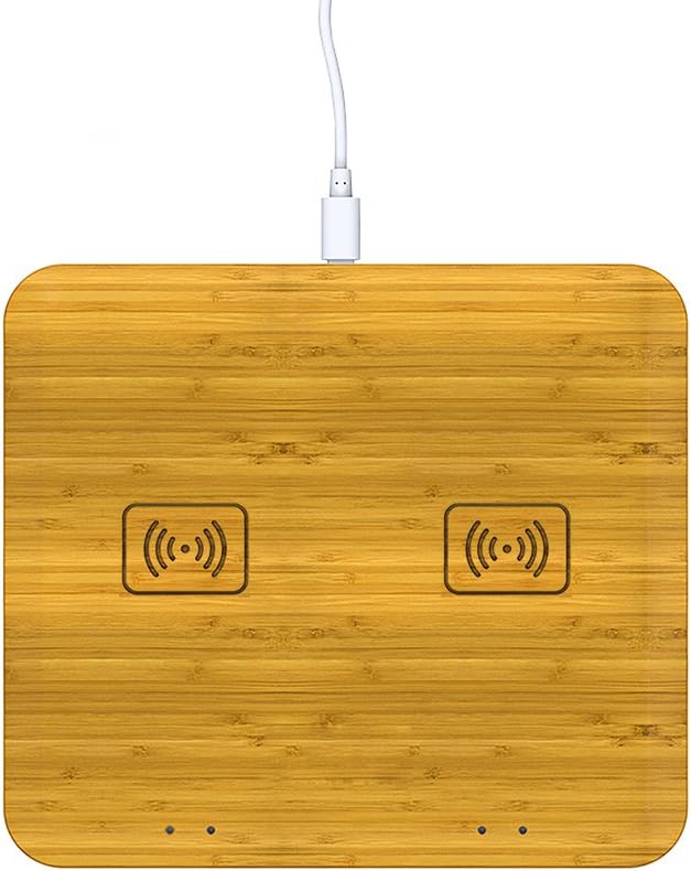 Dual Wireless Charger, INNAPER Bamboo Wireless Charging Pad for Samsung Galaxy S7 / S7 Edge, Note5, S6 Edge Plus, Nexus 4/5/6/7, Lumia, HTC, and All Qi-Enabled Devices (AC Adapter Included)