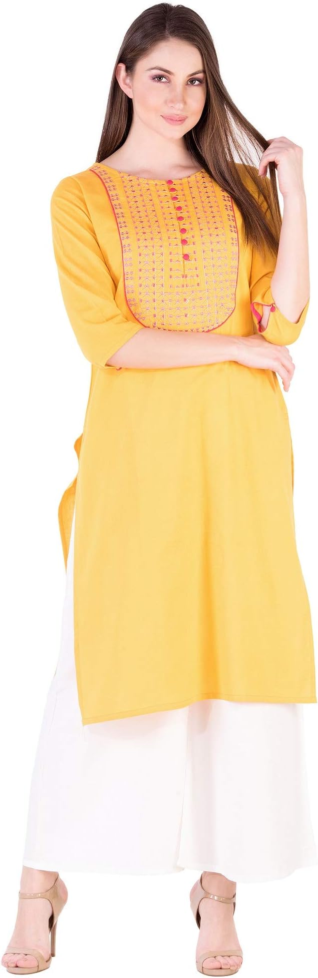 Women's Cotton Straight Embroidery Kurti