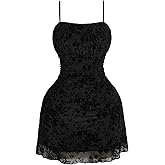 BEAUDRM Women's Plus Size Boho Floral Print Cami Dress Vintage Ruched Spaghetti Strap Mesh Mini Dresses