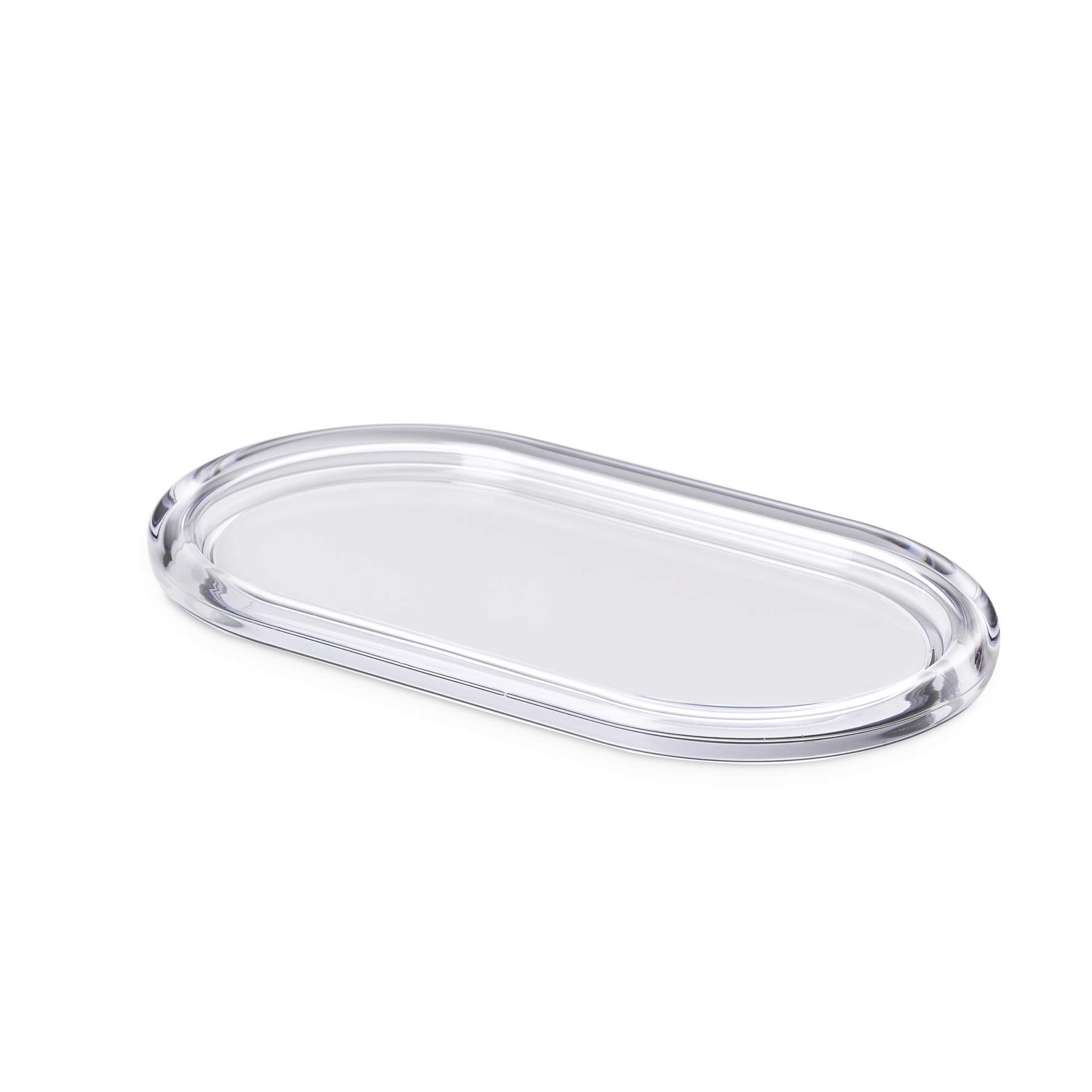 Omada Design Serving Tray 10,63 x 4,72 inch Colored Tray with Transparent Acrylic Rim Line Crystal, White — image 1