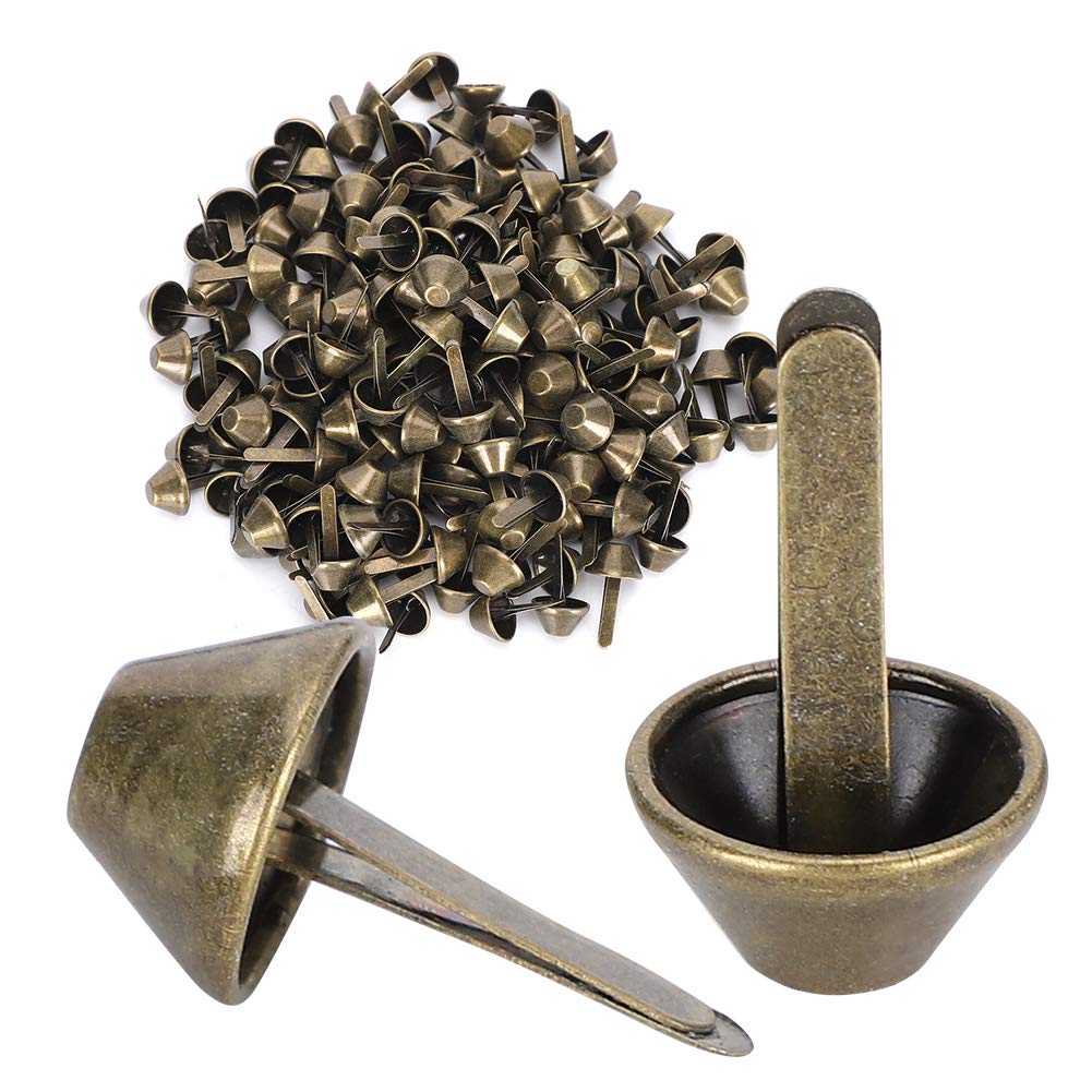 Feet Rivets, 12MM Feet Studs Wear‑Resistant 200Pcs Metal Feet Rivets, Antique Brass for Belts Bags