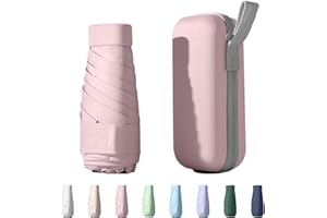 Xiuying Feng Mini Travel Umbrella Purse with Case Compact, Lightweight, UV Umbrella UPF 50+ Sun Protection, Windproof Portable Parasol for Women, Men & Kids